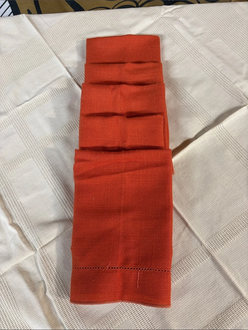 (5) Rust Orange Linen Napkin 16”x16”